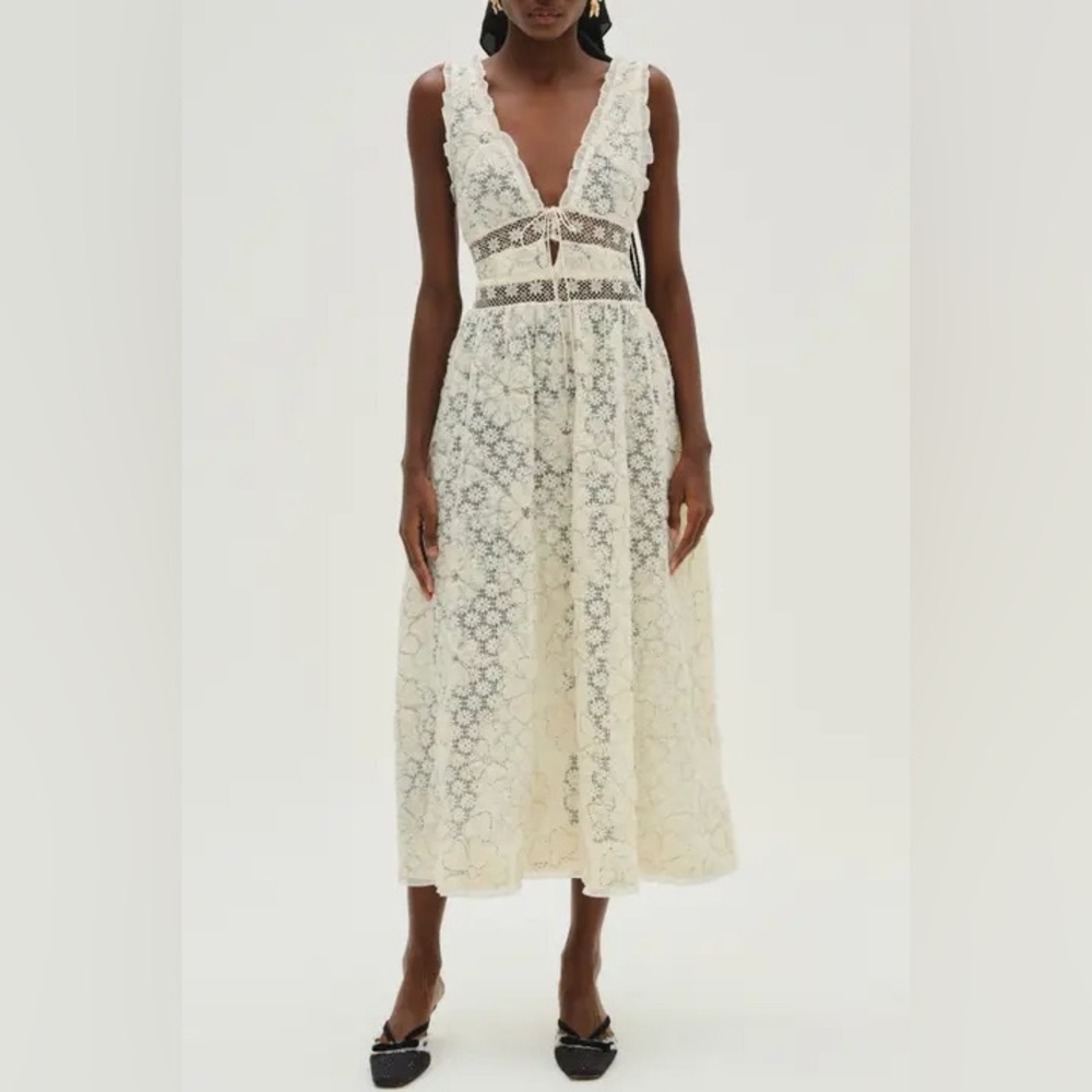 NWT For Love & Lemons Snowflake Maxi Dress